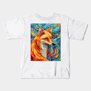 Spectrum Fox: Radiant Op Art Red Fox Design Kids T-Shirt